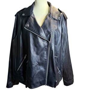 Levi's Faux Leather Biker Moto Jacket, Black Asymmetrical Zip, Women's Plus 2X